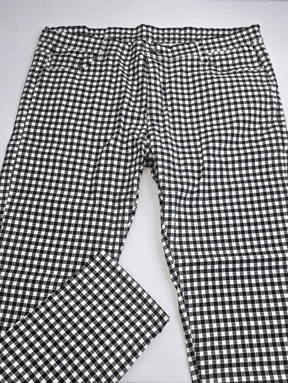 Fashion Clothing Men's White Black Checkered Plaid Pants Size 40 NWOT C-3892